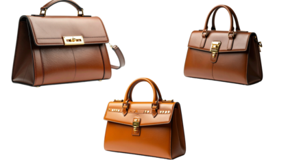 Stylish leather handbags in various shades of brown, showcasing elegant designs and gold accents. These bags are perfect for adding touch of sophistication to any outfit