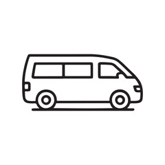Van Vector Icon or Outline Minibus Illustration for Transport and Travel Design