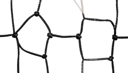 close up view of black fishing net, showcasing intricate knots and mesh structure. netting is made of durable material, ideal for various fishing activities and outdoor use