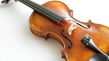 Fototapeta premium Elegance in Music: Woman with Classic Violin on White Background