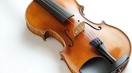 Elegance in Music: Woman with Classic Violin on White Background

