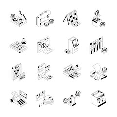 Download modern pack of business and money isometric icons