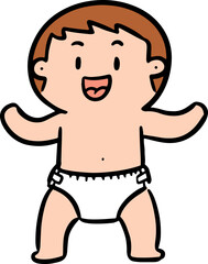 Fototapeta premium Illustration of baby wearing disposable diaper 