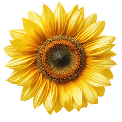 Fototapeta premium Sunflower blossom close up bright yellow petals floral beauty summer bloom on transparent background