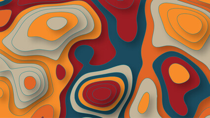 Colorful multilayer paper cut image. Vector decoration art