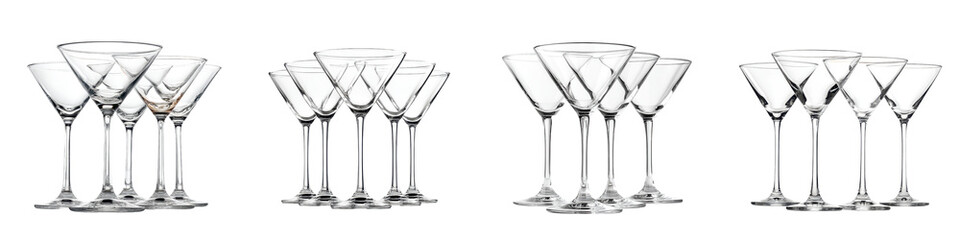 Fototapeta premium An arrangement of elegant crystal martini glasses.
