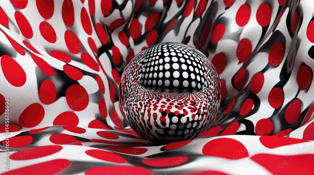 Poster Halftone background with popping shiny dots forming an abstract spherical design