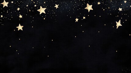 Hand-drawn starry night sky with scattered star drops on deep black canvas, dreamy vibe