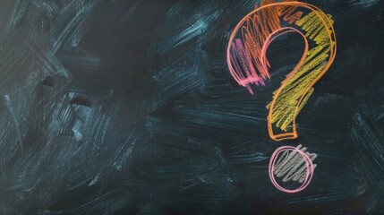 Hand-drawn question mark on a blackboard offering space for creative concept