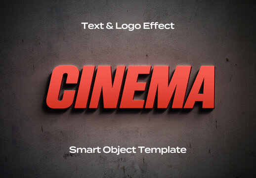 Cinematic Cinema Movie Text Logo Style Effect Mockup Logotype Template Shape