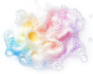 Soap foam colorful bubbles isolated on white