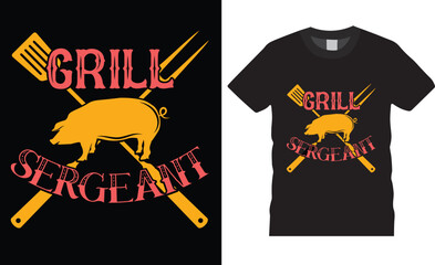 BBQ Premium vector typography t-shirt design Perfect for print Template.Grill sergeant
