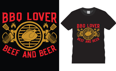 BBQ Premium vector typography t-shirt design Perfect for print Template.BBQ lover beef and beer