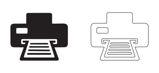 Printer icon flat and line art style vector illustration