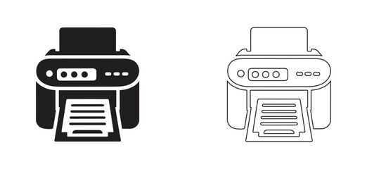 Printer icon flat and line art style vector illustration