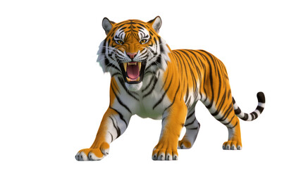 Fototapeta premium Aggressive Tiger, Orange and White, Transparent Background