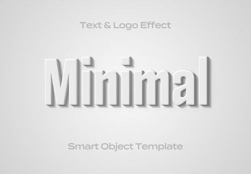 Minimal Clean White 3D Simple Text Logo Style Effect Mockup Logotype Template Shape