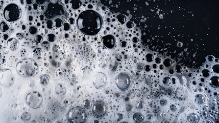 Bubbles and Foam on a Dark Surface: Abstract Background Texture