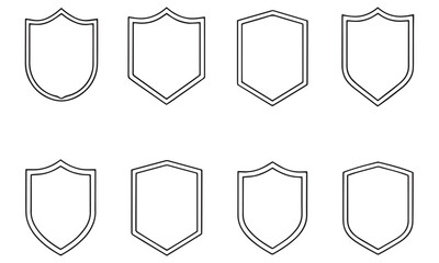 Set of shield outlines for protection and security