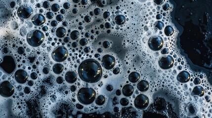 Macro Abstract Image of Bubbles and Foam with Glossy Reflective Surfaces