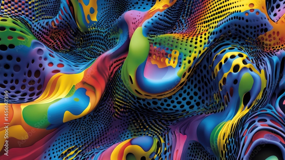 Aufkleber Colorful halftone pattern with shiny effects and spherical gradient layout