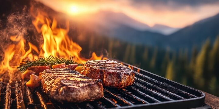 Barbeque backyard food banner