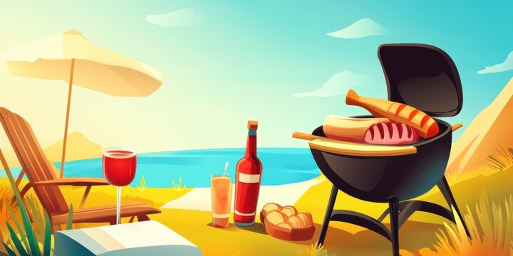 Barbeque backyard food banner