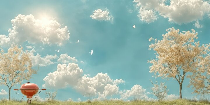 Barbeque backyard food banner