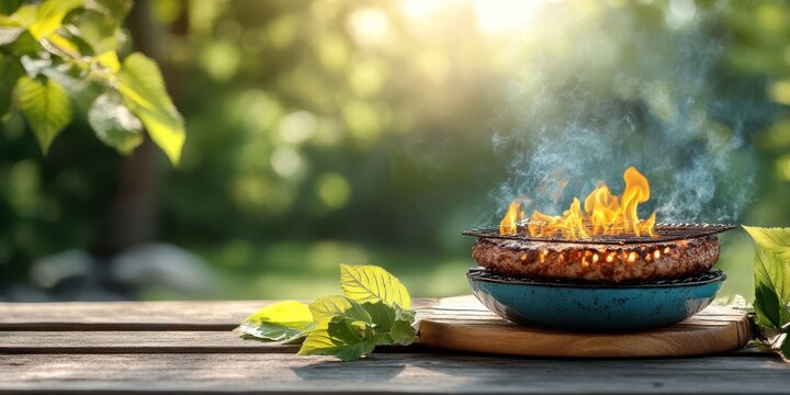 Barbeque backyard food banner