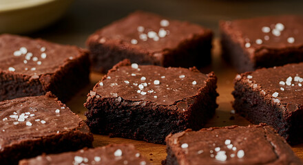 Decadent Display Of Fudgy Sea Salt Brownies Ready To Be Served