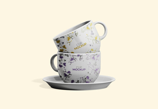 Porcelain Cup Tower Mockup