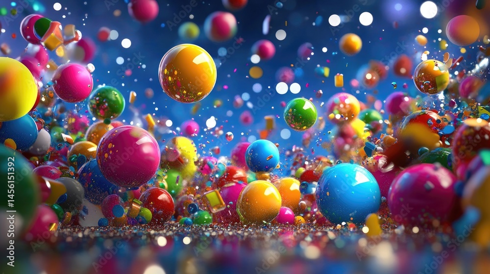 Fototapete bright and playful dot design background with shiny texture and smooth gradient spheres