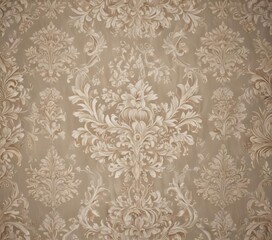 Obraz premium Elegant damask floral pattern, neutral backdrop, home decor, wallpaper design