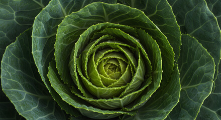 Fototapeta premium Ornamental Cabbage Showing off Symmetrical Green Leaves For Garden Design