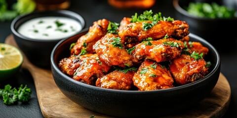 Fototapeta premium Buffalo wings food banner