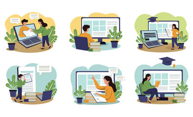 E-learning Digital Education Vector Icons