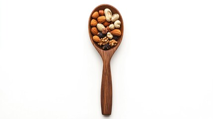 Fototapeta premium Assorted nuts in a wooden spoon