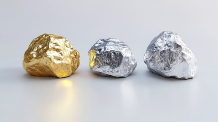 Gold, Silver, and a contrasting metallic rock