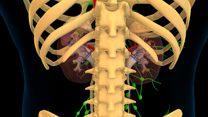 human kidney anatomy for medical concept 3D rendering