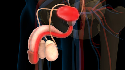 Human urinary bladder anatomy for medical concept 3D rendering