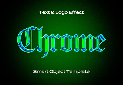 Chrome Transparent Black Text Logo Style Effect Mockup Logotype Template Shape
