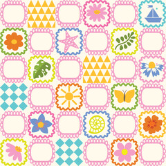 Geometric seamless pattern of abstract frames. Vector illustration.