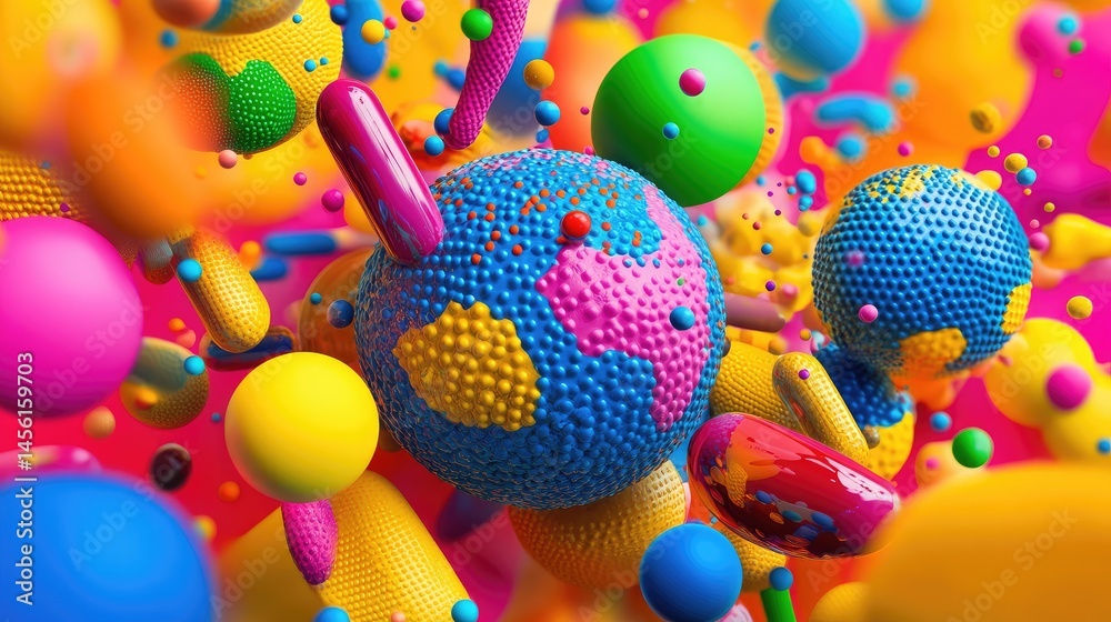 Aufkleber Abstract sphere gradient background with shiny halftone pop dots on soft colorful backdrop