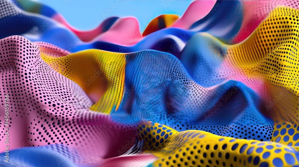 Aufkleber Abstract sphere gradient background with shiny halftone pop dots on soft colorful backdrop