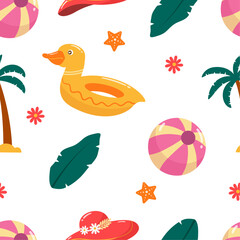 Flat summertime seamless pattern design