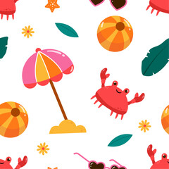 Flat summertime seamless pattern design