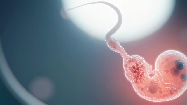 Human embryo development stages in uterus. Medical animation of fertilized egg cell growth. Reproductive health and pregnancy concept for gynecology education