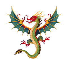 Fototapeta premium chinese dragon on white background vector mythical creatures, majestic graphic design