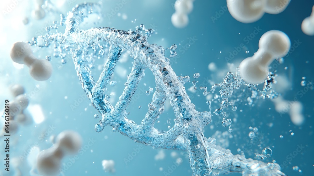 Poster abstract healthcare-themed gradient with dna and molecular patterns in light blue and white tones