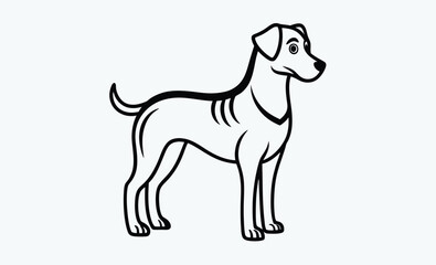 Dog one line drawing, Dog continuous one line art drawing of outline, vector illustration
